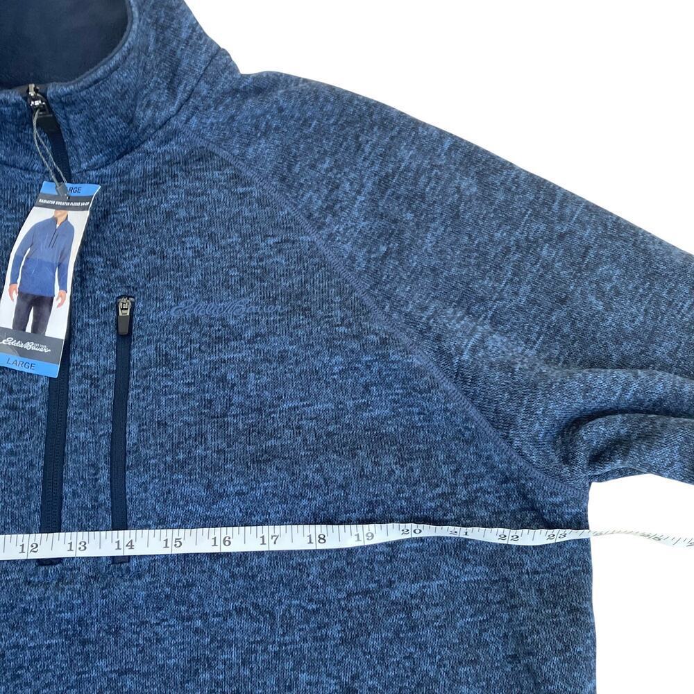 Eddie Bauer Mens Sz L NWT Radiator Sweater Fleece 1/4 Shady Blue Heathered Blue - Picture 14 of 15